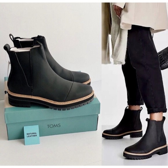 Toms Shoes - TOMS Black Dakota Chelsea Boots Size US 5.5 Water Resistant Leather